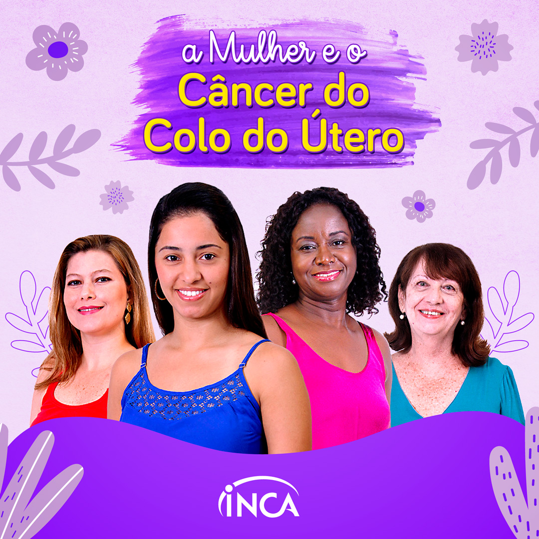 imagem de abertura da exposição A mulher e o câncer do colo do útero com a foto de quatro mulheres de diferentes idades