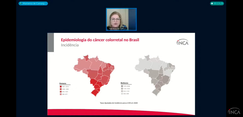 Marianna Cancela, chefe da Divisão de Vigilância e Análise de Situação do INCA, falou sobre a epidemiologia do câncer de intestino
