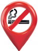 A imagem contém a ilustração com o símbolo de proibido fumar dentro de um balão vermelho.