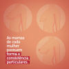 Imagem rosa, com três imagens de mama e o texto "As mamas de cada mulher possuem forma e consistência particulares"